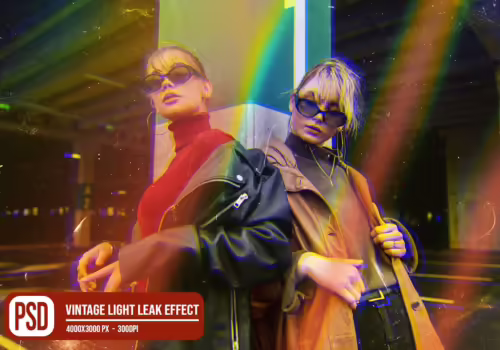 افکت عکس لایه باز Vintage Light Leak